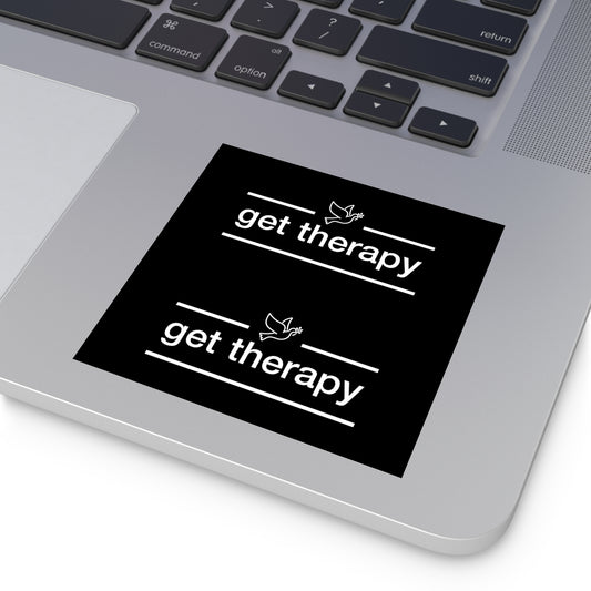 'get therapy' Sticker in Black - Great for your Phone Case or Laptop